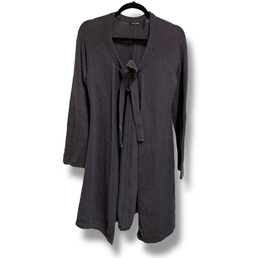 Daisy‎ Fuentes Gray Long Maxi Cardigan Tie Front Size Large